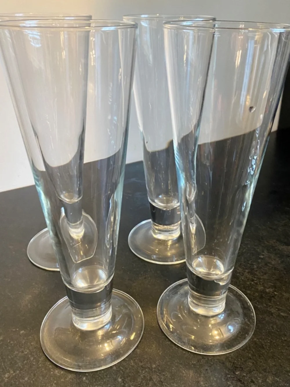 Pilsener Beer Glasses. Traditional Barware. Clear Glass.